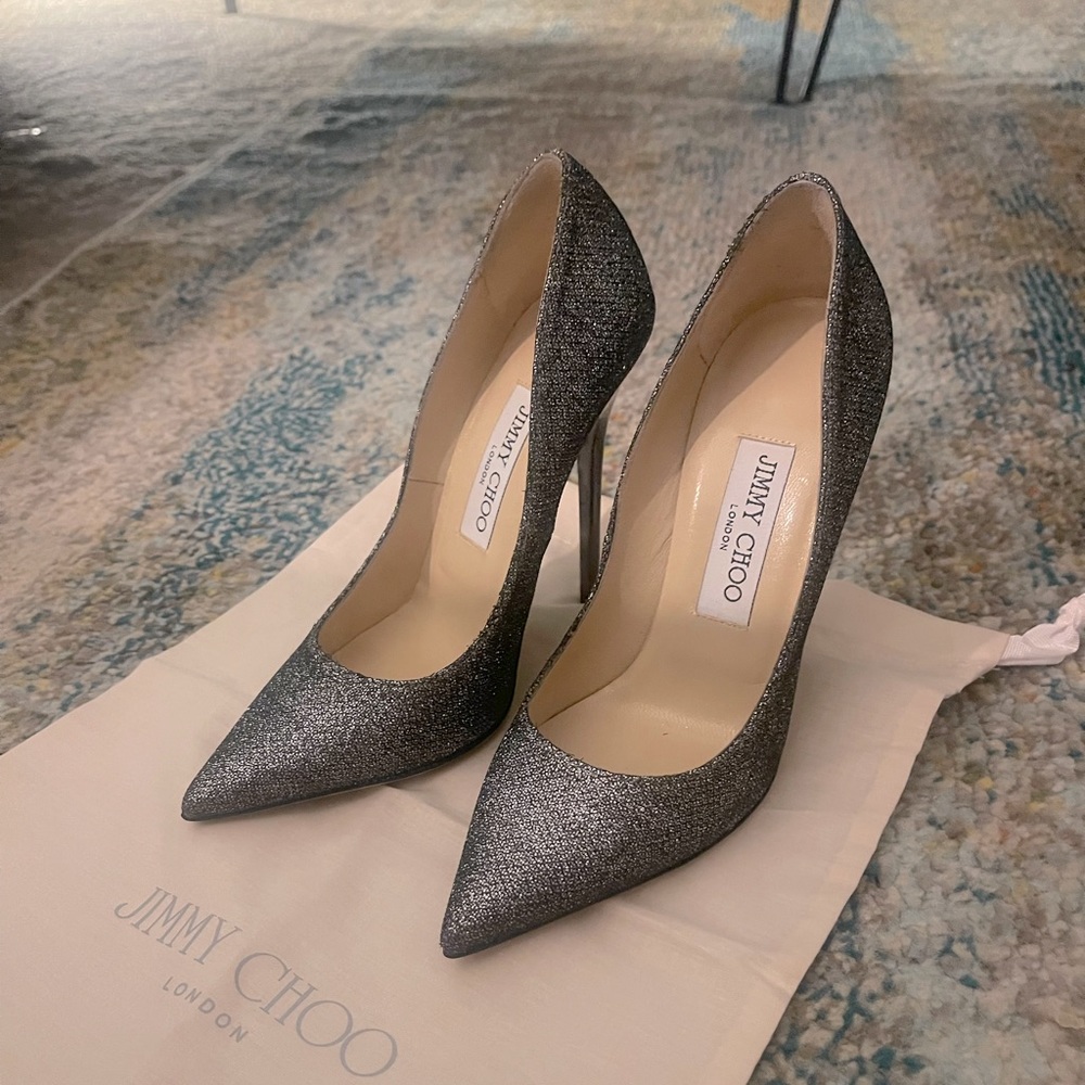 Jimmy Choo - Lame Glitter Anthracite - Anouk - Size 35 - 5 inches heels